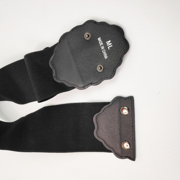 Black Stretch Belt With Large Amber Crystals M / L - Picture 6 of 6